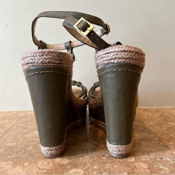 H by Halston green leather espadrille wedges • size 7.5 - Picture 3 of 7